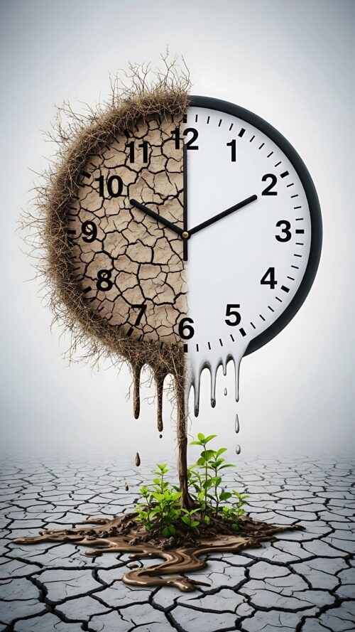 Melting Analog Clock Symbolizing Time and Nature Wallpaper